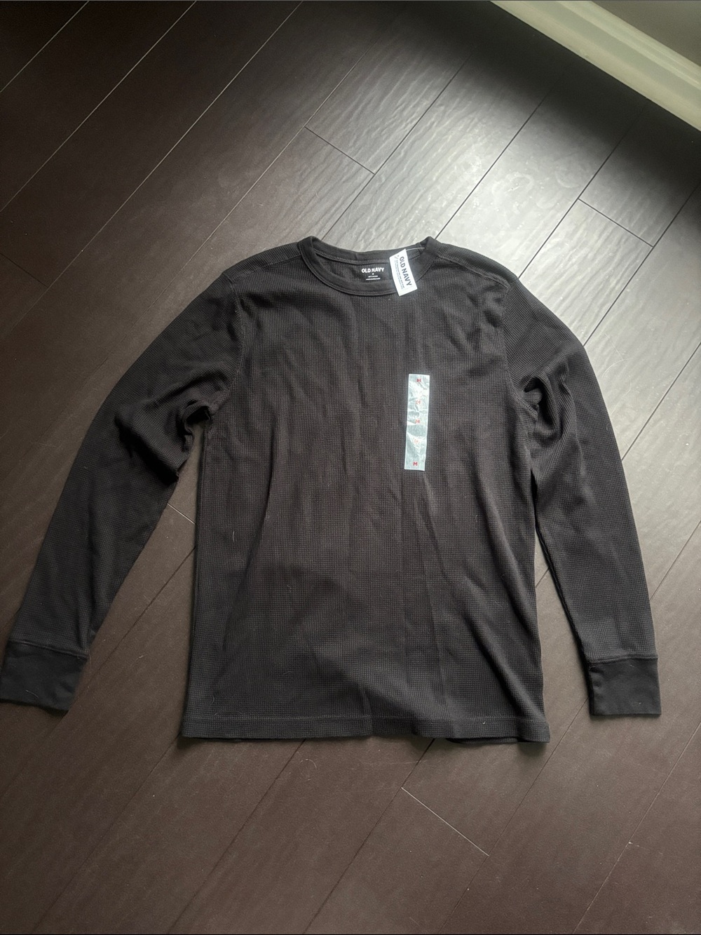 Old Navy Black Long-Sleeve Thermal Crew Shirt